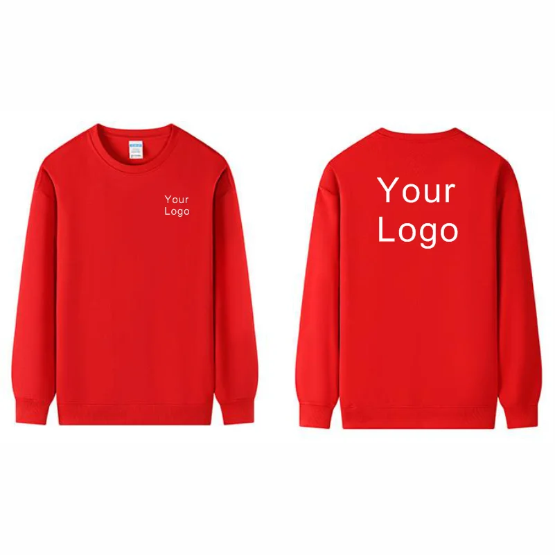 Customize Freely Printed Sweatshirt Autumn Women's Men’s Basic Hoodie Pattern Solid Color  Clothing Casual Round Neck Sweate