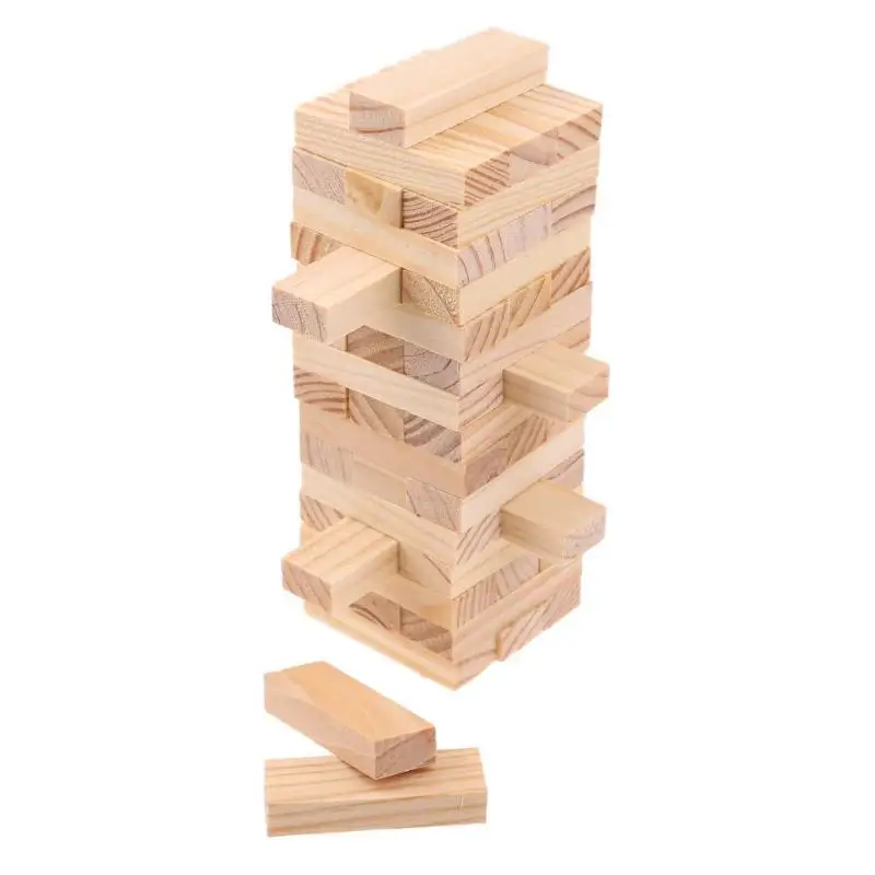 48pcs/set DIY Tower Wood Assembled Building Blocks Toy for Kids Family Game Domino Stacker Extract Building Educational Toy Gift