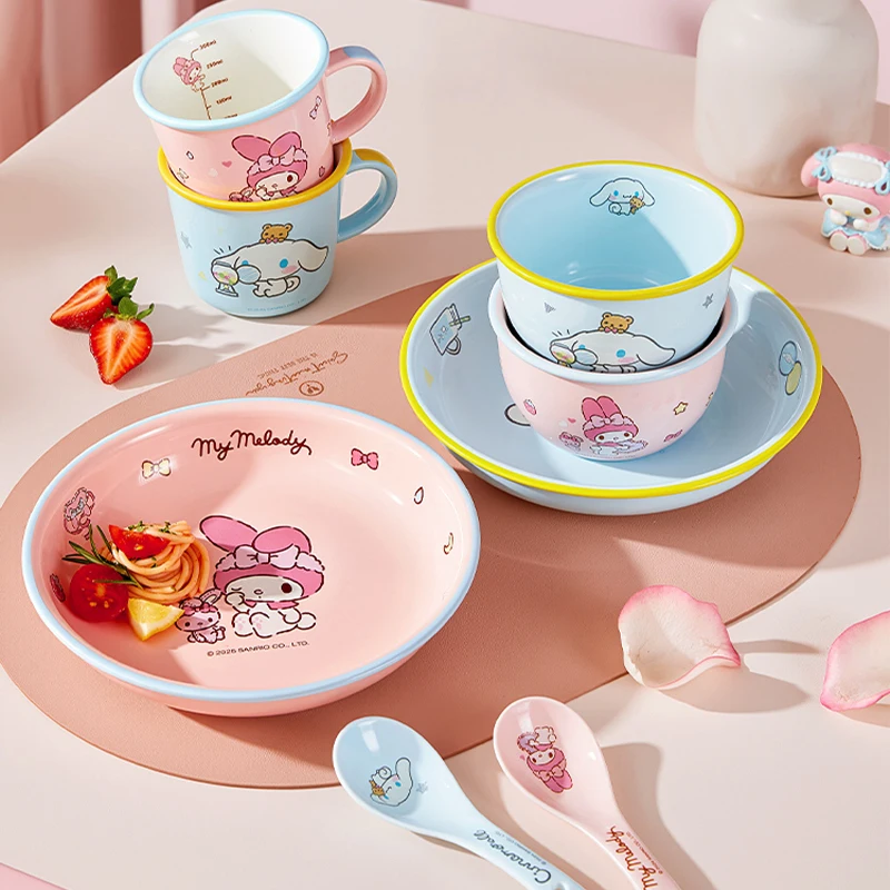 Sanrio Kuromi Servies Set Cute My Melody Cinnamoroll Bowl Plate Lepel Home Servies