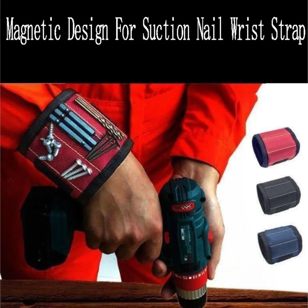 Magnetic Wrist with Strong Holds Screws Nails Drill Bit Storage Organizer Support Band Repair Magnetic Tools Bag Bracelet Gift