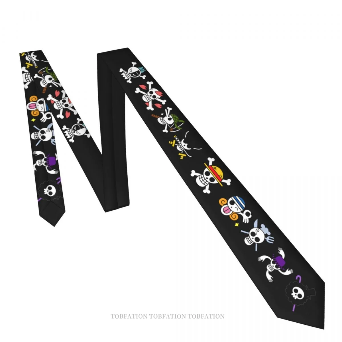 Logotipo de calavera de una pieza para hombre, corbata clásica estampada de poliéster de 8cm de ancho, accesorio para fiesta de Cosplay
