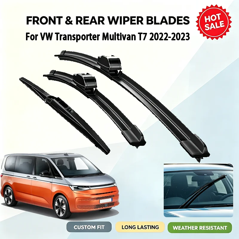 For VW Transporter Multivan T7 2022-2023 Car Front Rear Windshield Wiper Blades Set 24 Inch 16 Inch 16 Inch Durable Rubber All W