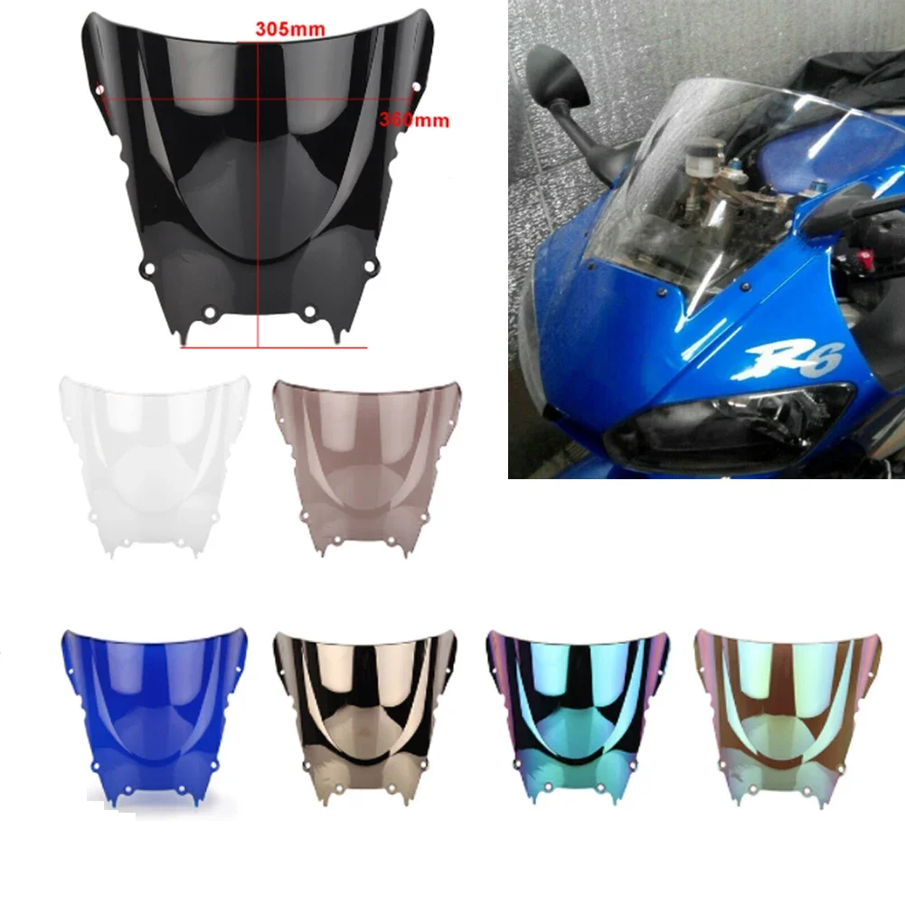 Para-brisa de motocicleta com bolha dupla, viseira de carenagem, defletor para yamaha yzf r6 600 yzfr6 1998 1999 2000 2001 2002