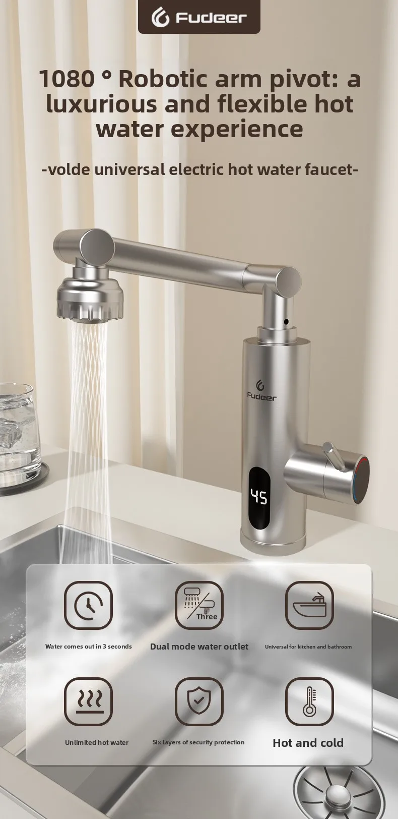 Electric heating faucet universal instant open instant heating type frequency conversion constant temperature bathroom kitchen