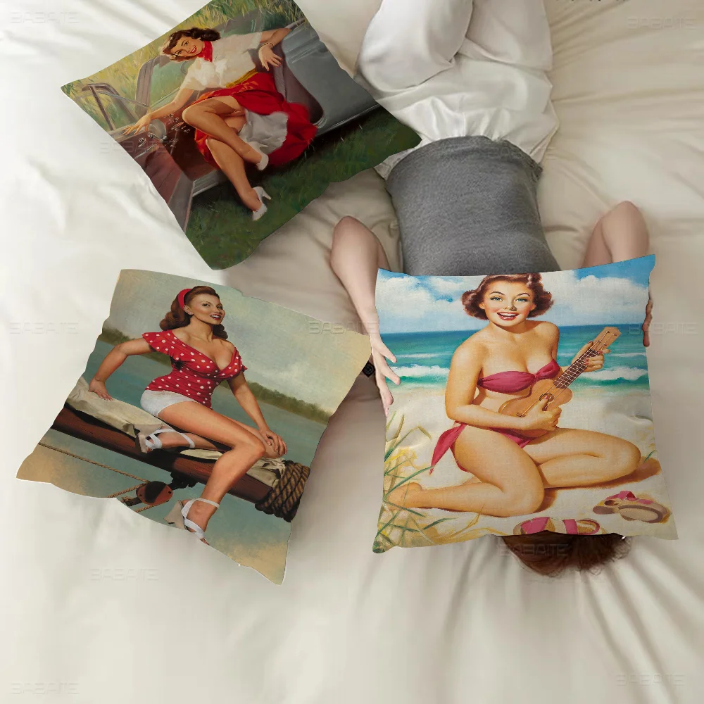 Boating Sexy Pin Up Girl Pillow Cover For Bedroom Room And Living Room Sofa Decorative Cushion Cover