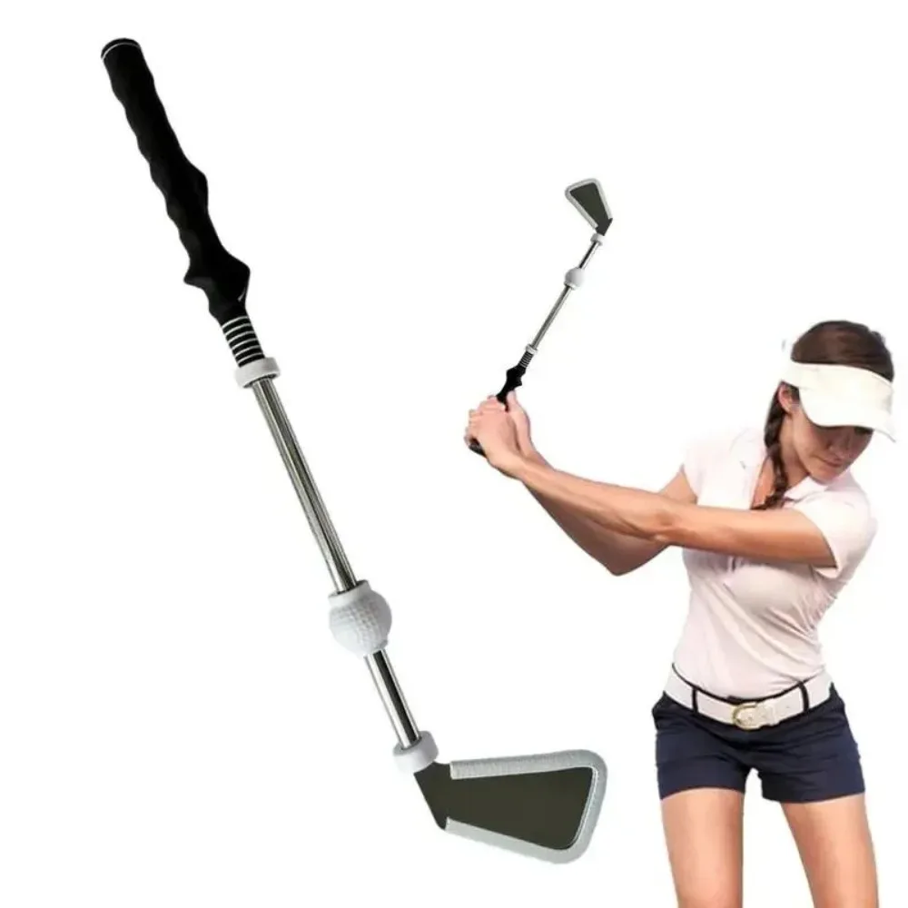 Aide à l'entraînement de swing de golf rétractable, entraîneur de swing de golf avec son de clic rythmique, accessoire d'entraînement de grip de golf pour l'échauffement, la force et le tempo