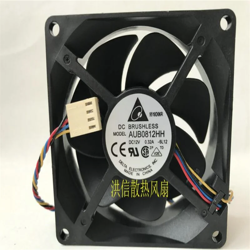 Original 8025 AUB0812H DC12V 0.32A 4-wire temperature controlled CPU chassis cooling fan