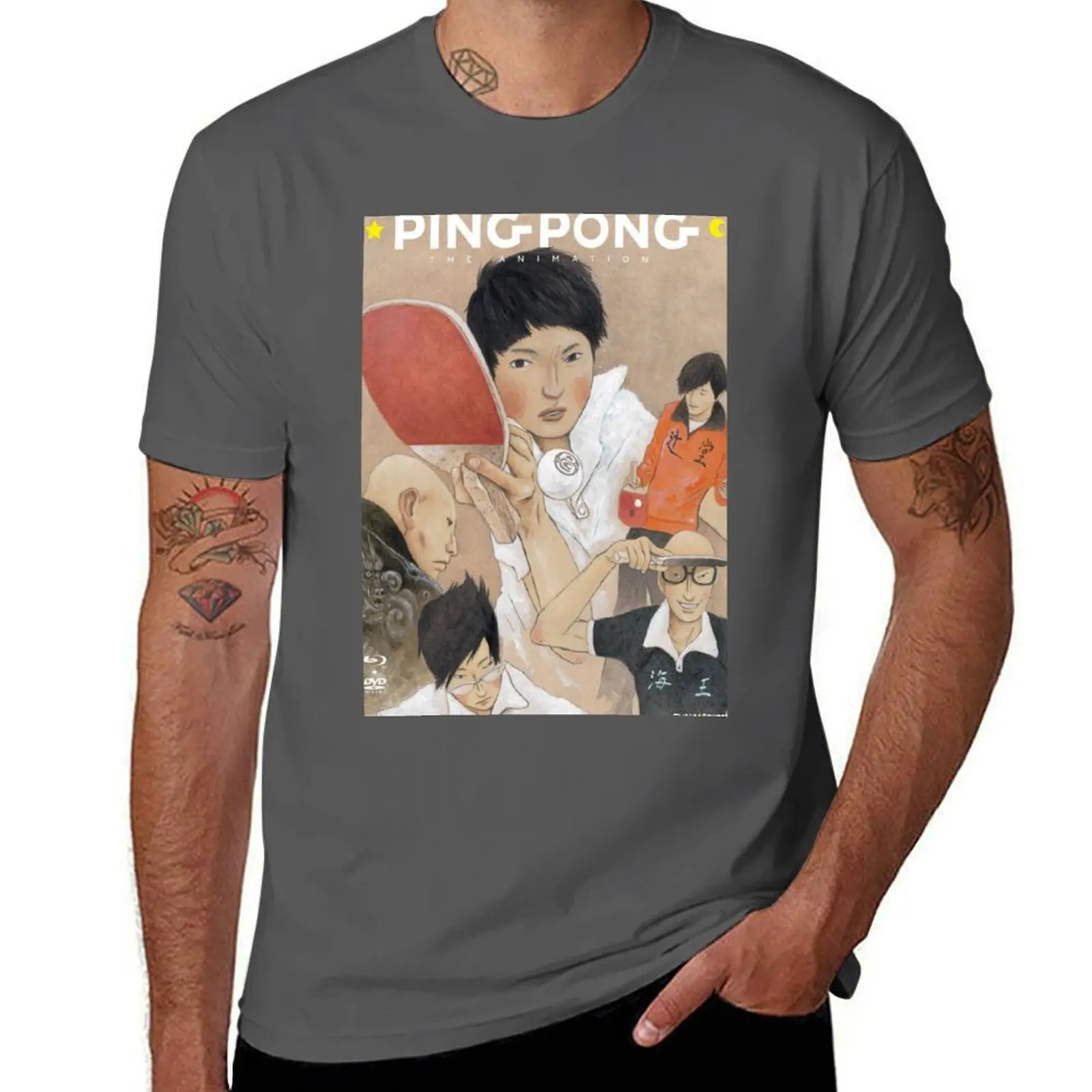 Ping Pong The Animation Poster T-Shirt Lightweight Basic Short Sleeve Shirt
