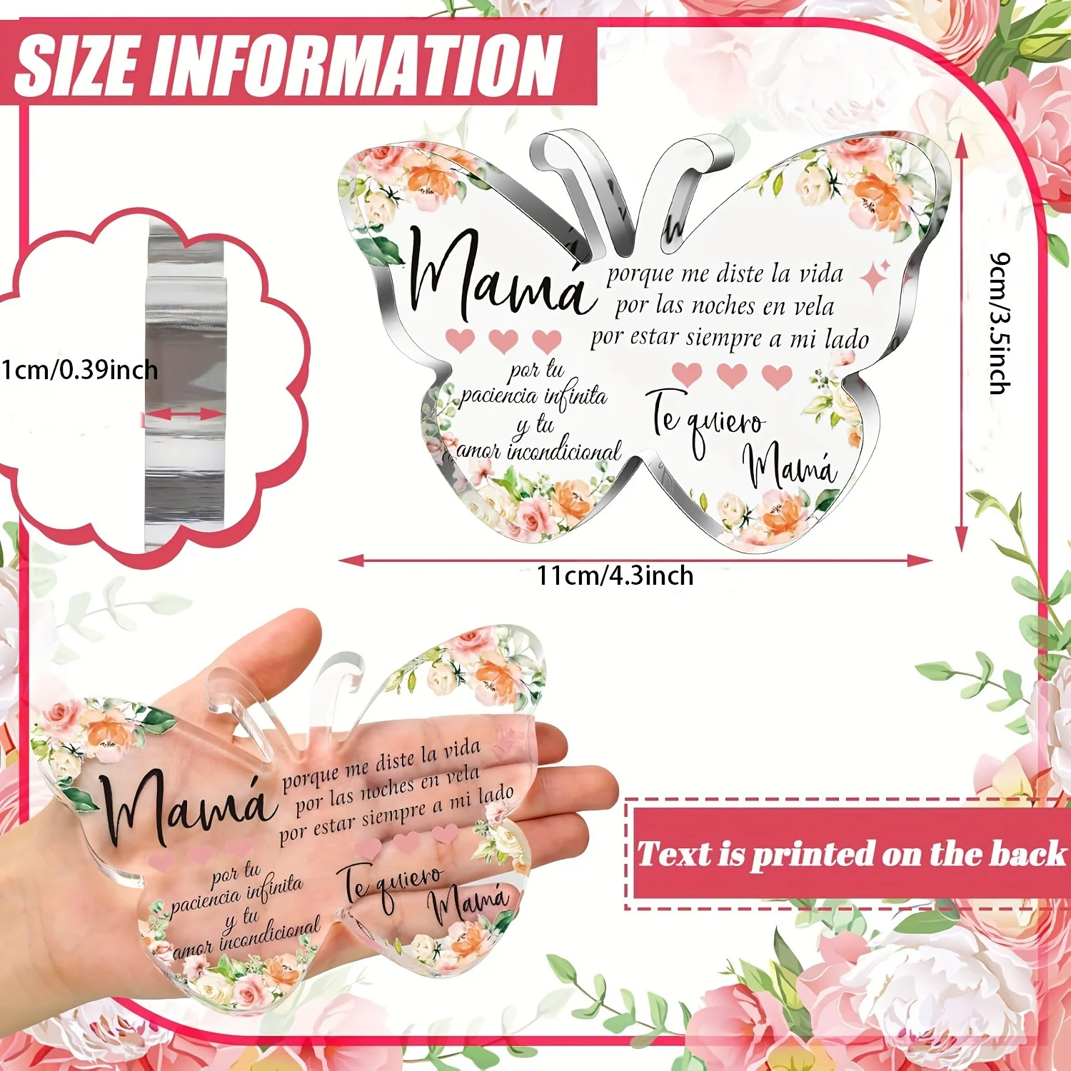 Spanish Christian Acrylic Gift for Women Religious Inspirational Gift with Butterfly Shape Bible Verse Desk Decor Bible Verse Pr