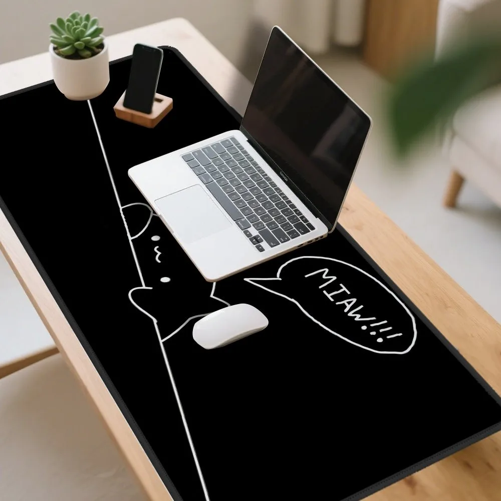 Black, cute cat, gaming mouse pad desk organizers and trays alfombrillas para escritorio pc accessories mouse pad grande
