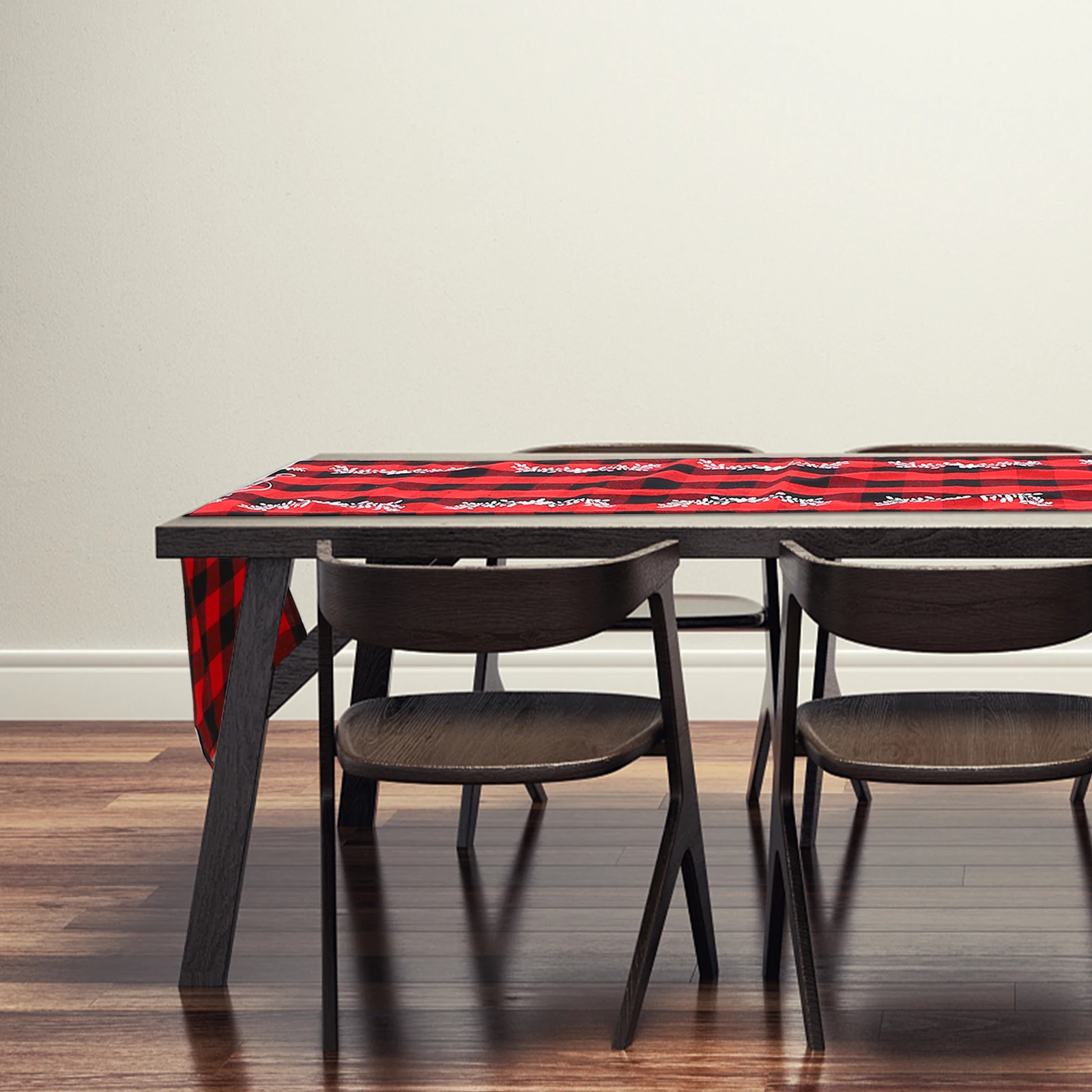 

Christmas Table Decorations Checkered Runner Tablecloth Festive Tablecloths Graffiti