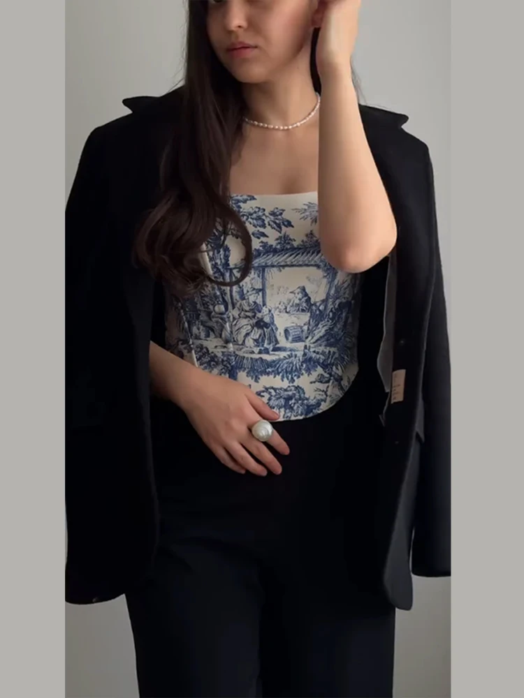Bedruckte Schnür-Korsett-Tops für Damen, sexy, trägerlos, ärmellos, rückenfrei, schmal geschnitten, unregelmäßiger Saum, kurzes Top, neu, Partykleidung – Detail 30