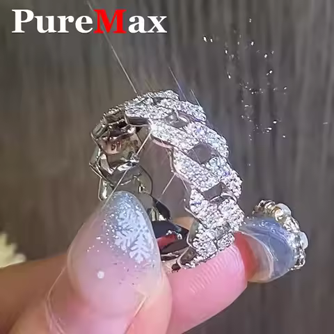 Hip Hop 10.5mm 18k Gold Plated Full Moissanite Cuban Ring For Men 925 Sterling Silver Engagement Diamond Ring Fine Jewelry Gift