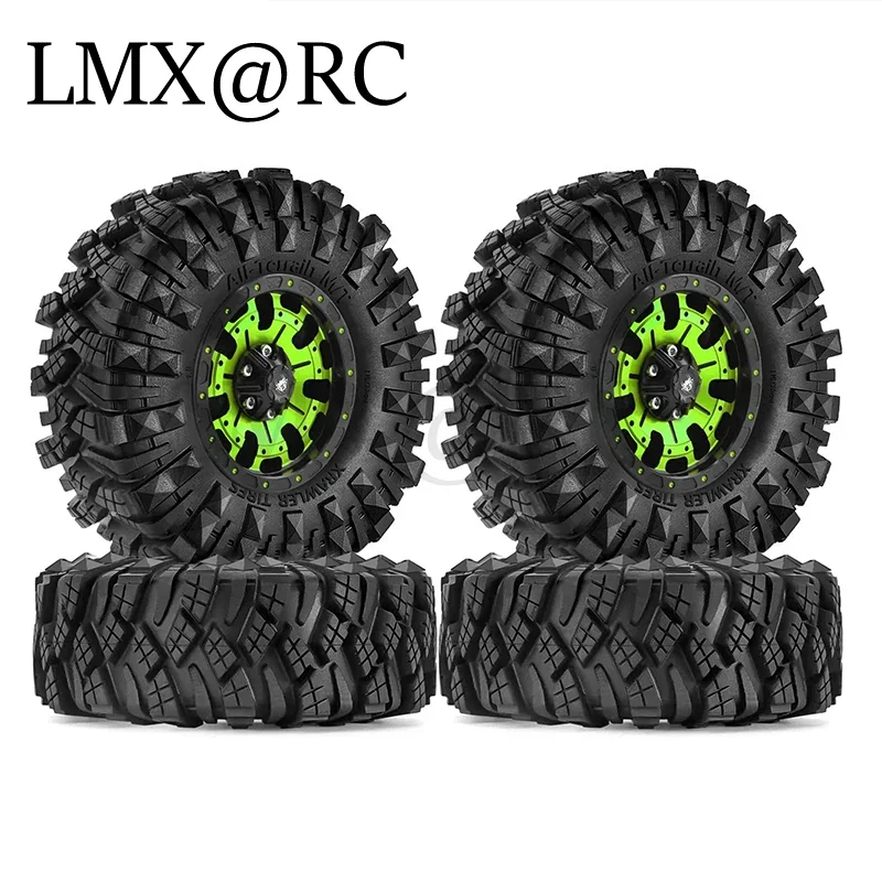 4 buah Set ban karet pelek roda Beadlock 110mm logam 1.9 inci untuk mobil Crawler RC 1/10 Traxxas TRX4 RC4WD D90 Axial SCX10 Pro MST