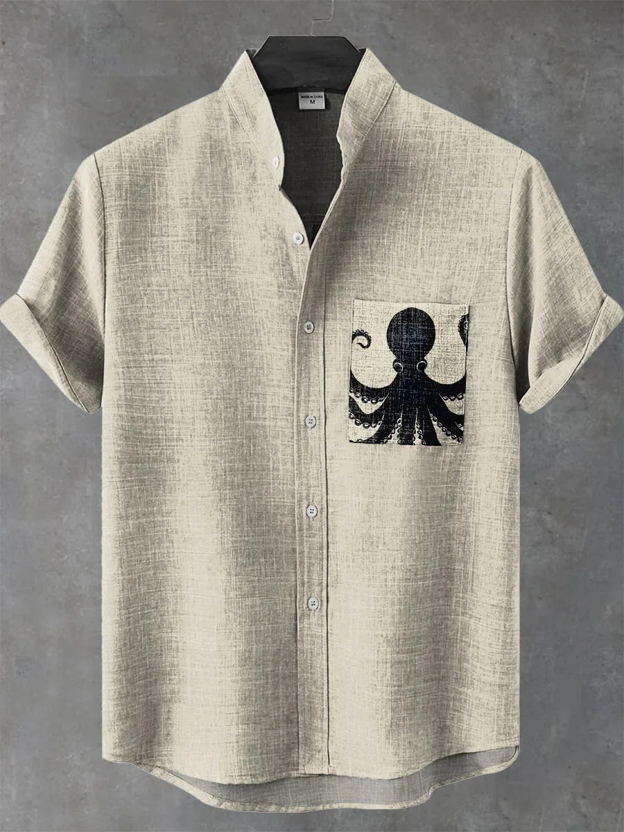

New men's shirt - summer casual and simple pattern short-sleeved linen shirt. Comfortable fabric. Fast shipping.
