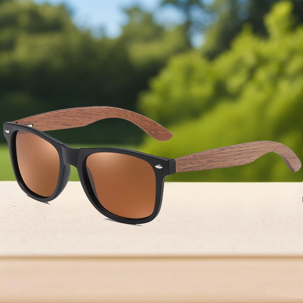 GM Customized Retro Walnut Wood Sunglasses UV400 Polarized Bamboo Sunglasses Men's Fashion Trendy Anti Blue Lens 7061h