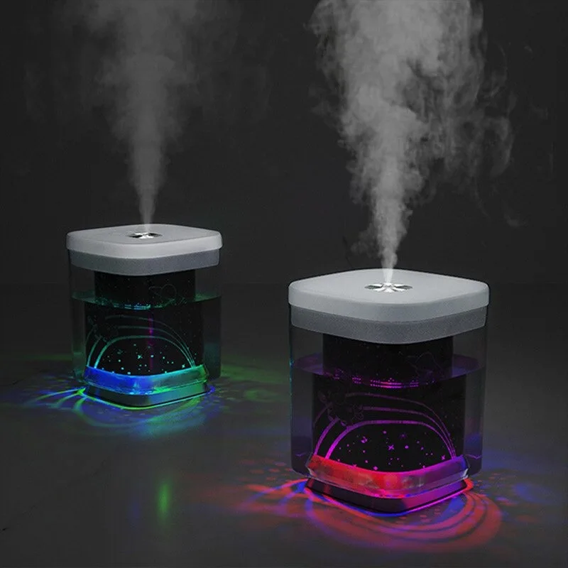 1000ML Large Capacity Humidifier with Colorful Night Light Projection, USB Ultrasonic Cool Mist Aroma Diffuser for Home Office