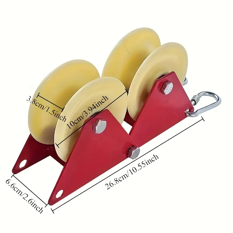 

Rugged, collapsible hand movable pulley system with rope slider and tractor, designed for material handling and lifting tasks