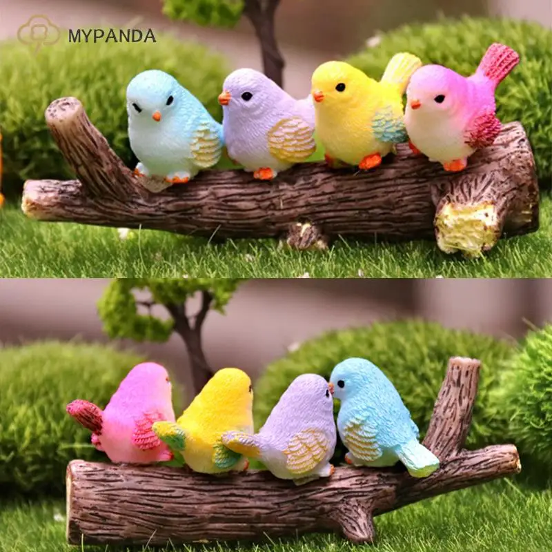 1/8pcs Artificial Colorful Little Bird figurine Animal Model Home Decor Miniature Fairy Garden Decoration Accessories Modern