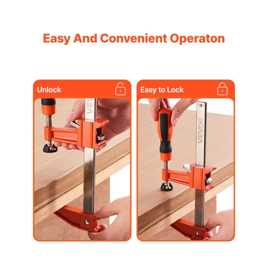 Braçadeiras de barra para carpintaria 2 pacotes de 6 polegadas e 2 pacotes de braçadeira F com chave de 12 polegadas