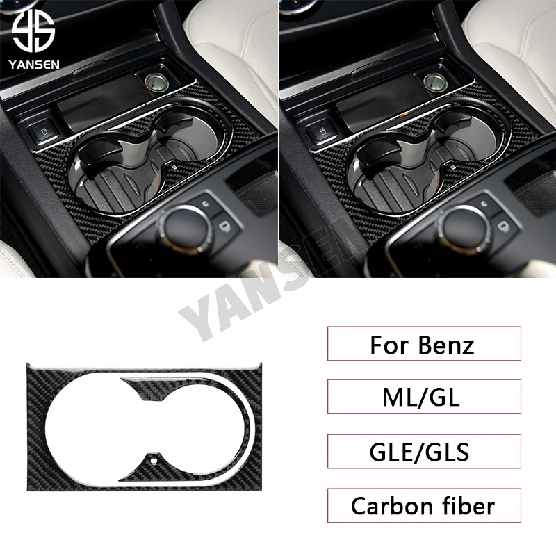 

Car Console Cup Holder Cover Carbon Fiber Sticker For Mercedes Benz GLE W166 Coupe C292 2015-2019 2 Model Accessories