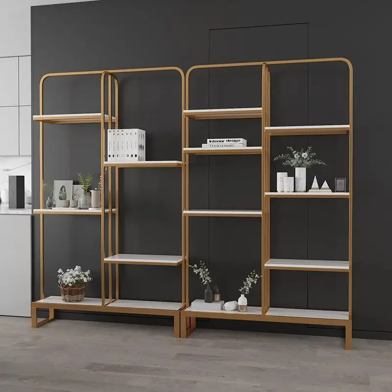 Nordic metal floor shelf creative simple modern wrought iron bookshelf personalized display shelf light luxury baffle bookcase