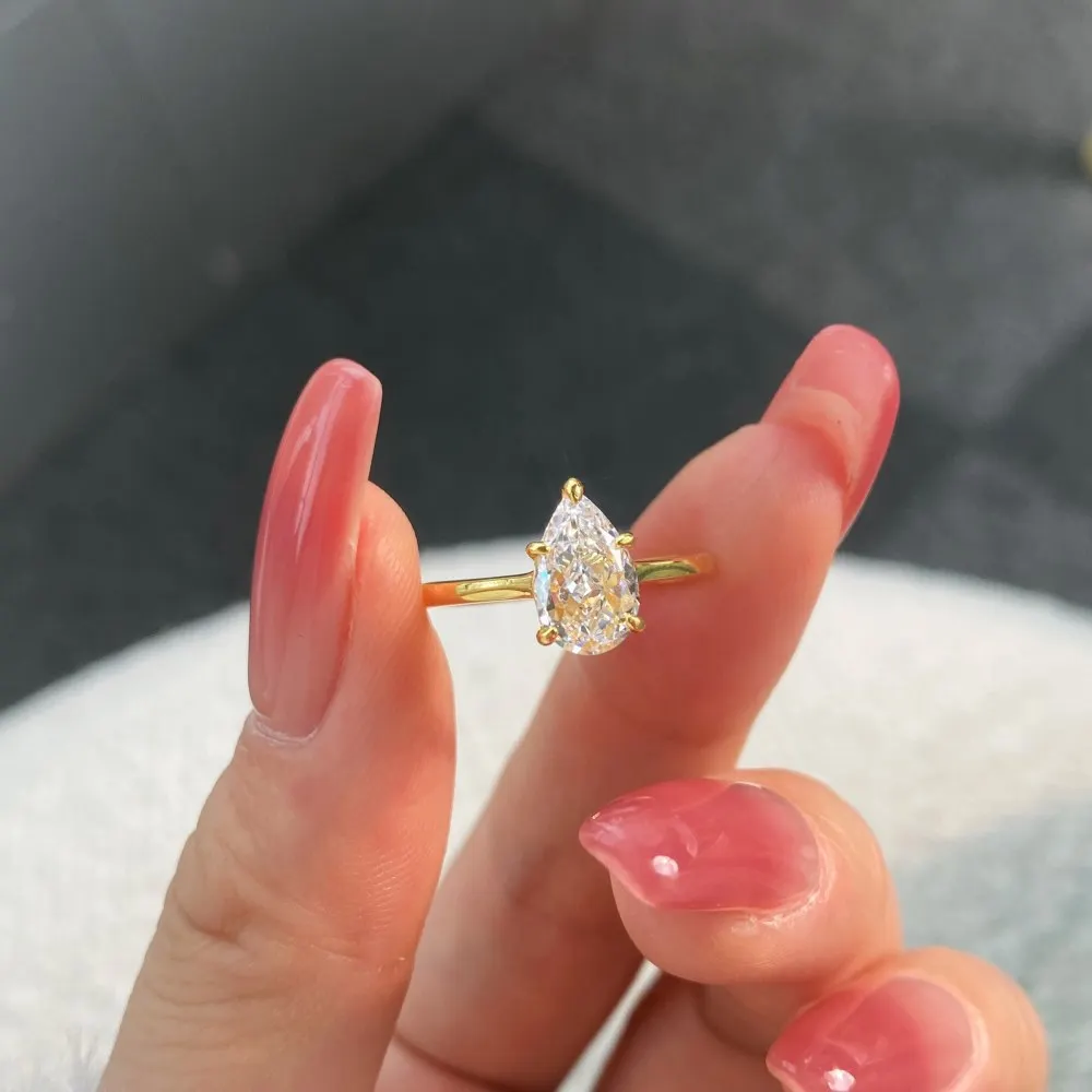 Karachis Japanese and Korean S925 Sterling Silver Ring High-end Pear-shaped Zircon Exquisite Temperament Fashion Jewelry