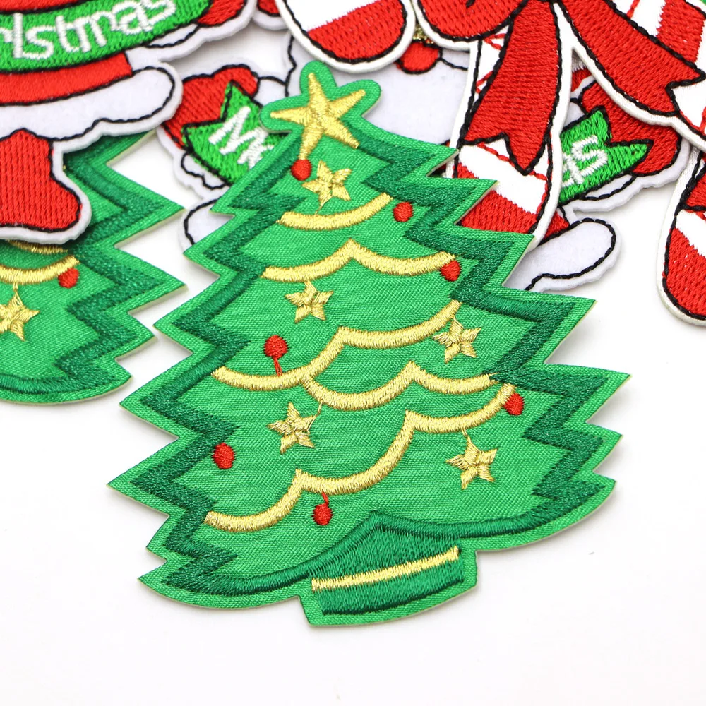 5 Stück/Set Weihnachtsgeschenke Bestickte Aufnäher Zum Aufbügeln Aufnäher Zum Aufnähen Applikationen DIY Benutzerdefinierte Namensabzeichen Dekor Reparatur-Aufnäher – Detail 4
