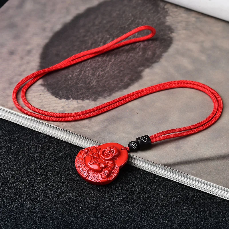 High Content Cinnabar Big Belly Maitreya Buddha Pendant Men and Women Wholesale