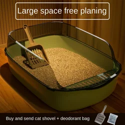 Open Cat Litter Box Large Capacity Plastic Anti-Splash Cats Toilet Pet Sandbox Kitten Tray Bedpan Cleaning Bath Basin Supplies