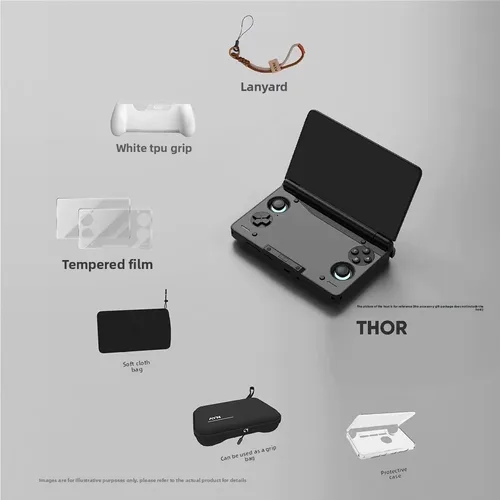 Imagen 2 del producto AYN THOR-funda protectora con pantalla Dual, dispositivo portátil abatible hacia arriba, accesorios para juegos, bolsa de almacenamiento, cordón, bolsa suave para regalos AYN THOR