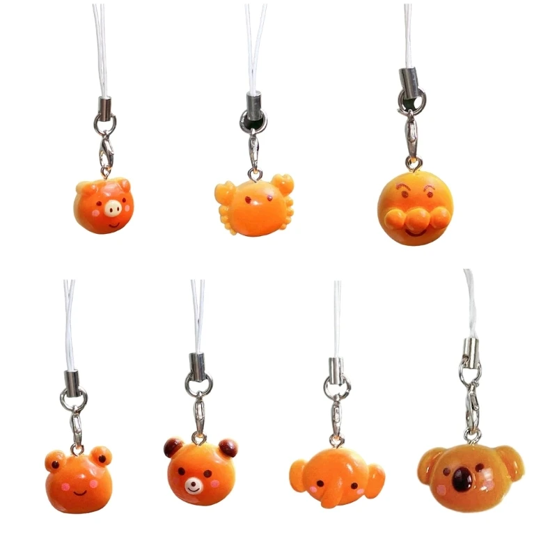 Playful Miniature Bread Animal Figurine Phone Charm Resin Pendant Keychain Bag Accessories for Fashion Enthusiasts