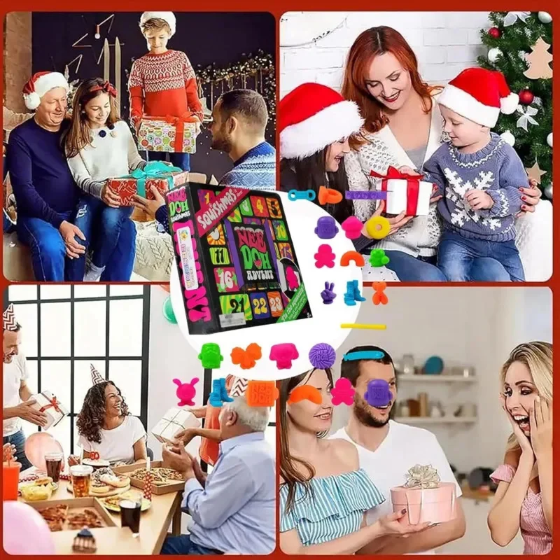 2024 Kerst Countdown Kalender Blind Box Leuke 24-gaats PVC Pinch Toy Verrassing Creatieve Kinderen Verjaardag Festival Geschenken