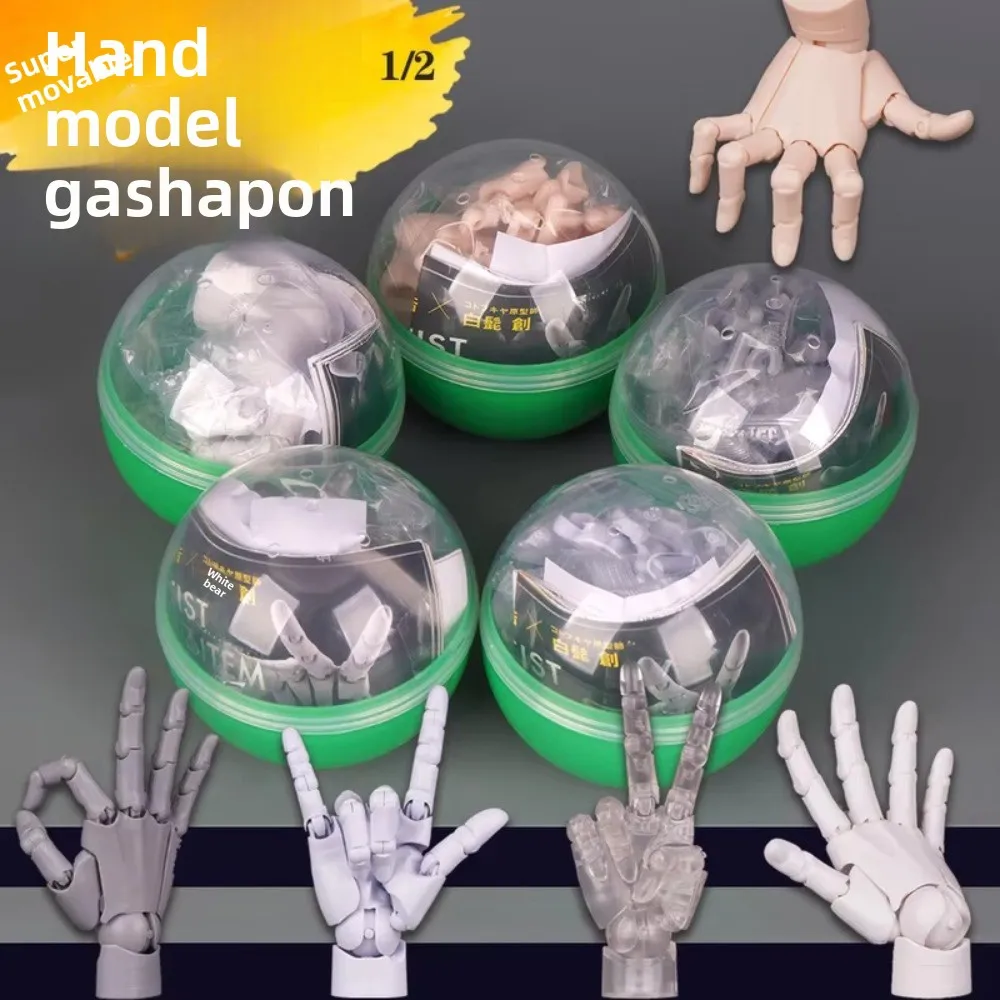 New 1:2 Scale Human Hand Model Mini Size Twisted Egg Design Articulated Action Figure Movable Joints Simulation Palm