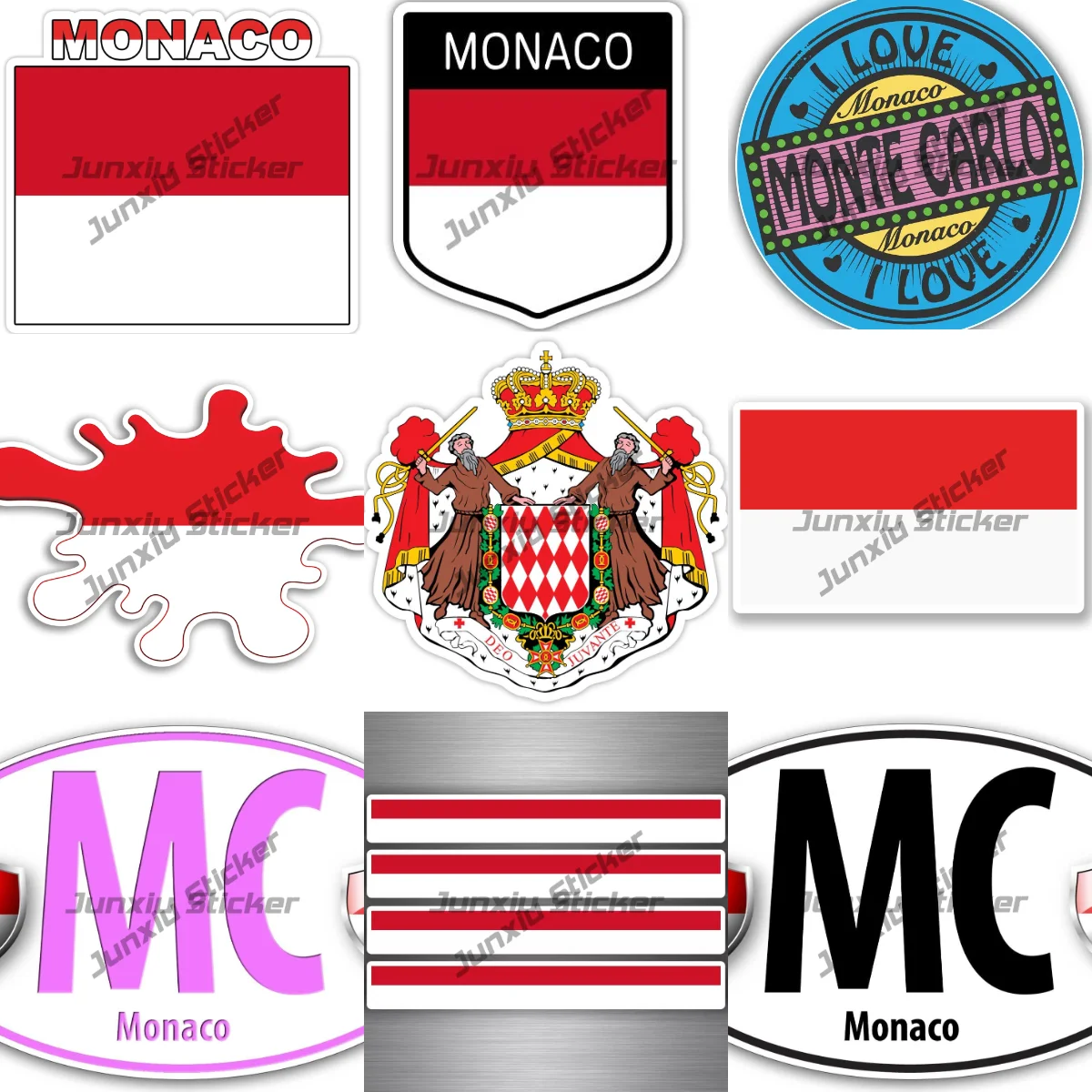 

Monacan Coat of Arms Sticker Monte Carlo Monegasque Country Code Oval Sticker with Flag for Bumper Laptop Book Fridge Motorcycle