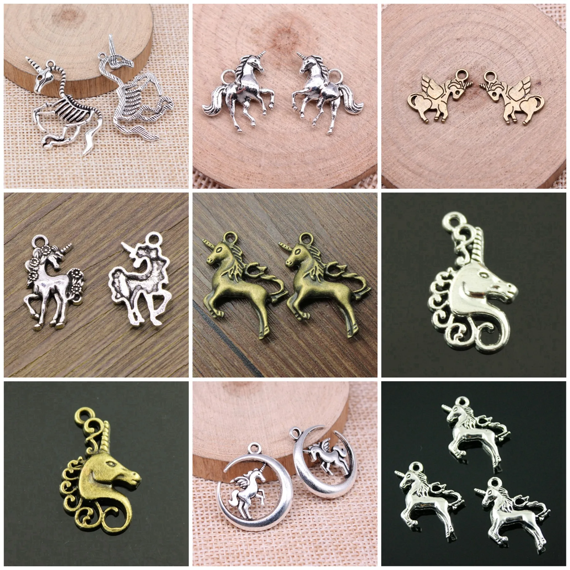Zinc Alloy Unicorn Fantasy Horse Charms Pendant Girls Dreamy Charms For Earring Keychain Necklace Making Jewelry Accessories