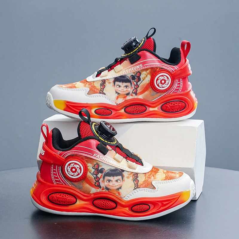 

Children Sports Shoes Fashion Patterns Mesh Breathable Wear-Resistant Flat Bottom Autumn Outdoor Walking Non Slip Running Shoes