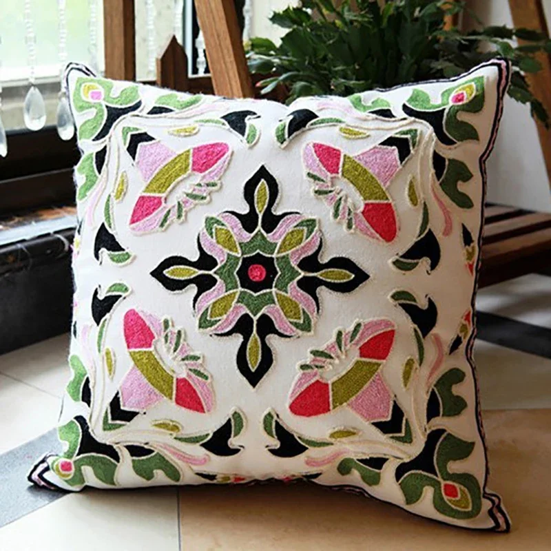 YOMDID Hot New National Style Sofa/car Cushion Cover Flowers and Fashion Pillow Cover Decorative Cushion Cover Hand-Embroidered