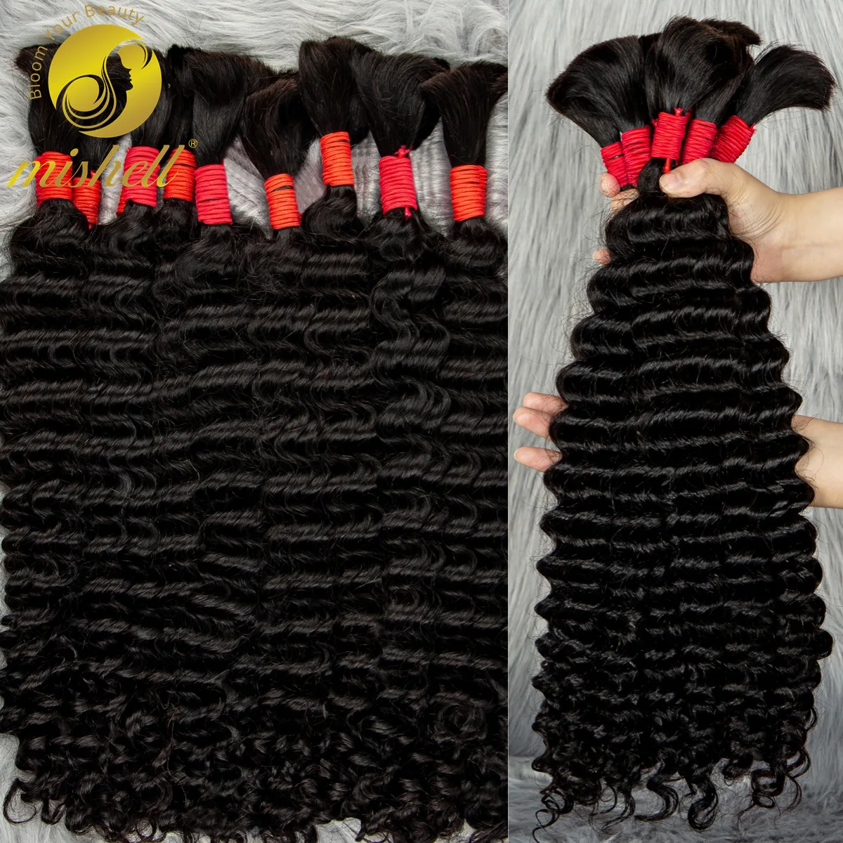 Natural Deep Wave Bulk Human Hair Braiding Water Wave Bulk for Braids No Weft Virgin Curly Human Hair Extensions for Boho Braids