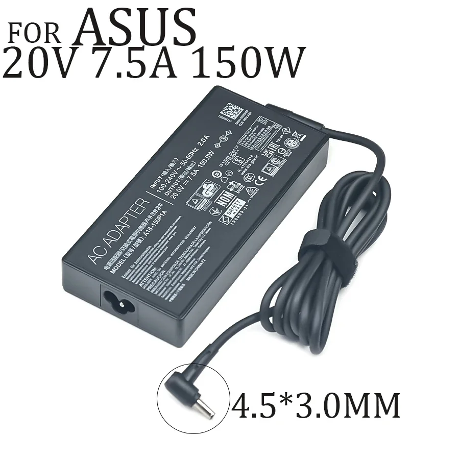 

A18-150P1A Laptop Charger 20V 7.5A 150W 4.5x3.0mm AC Adapter UX535LH UX535LI X571LI UM535QA UM535QE K6500ZC K6502VV