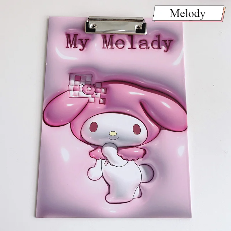 Sanrio Cartoon A4 Doll Student Board Clip Anime Figures My Meody Cinnamoroll Writing Hard Pad Kawaii Kuromi Pochacco Folder