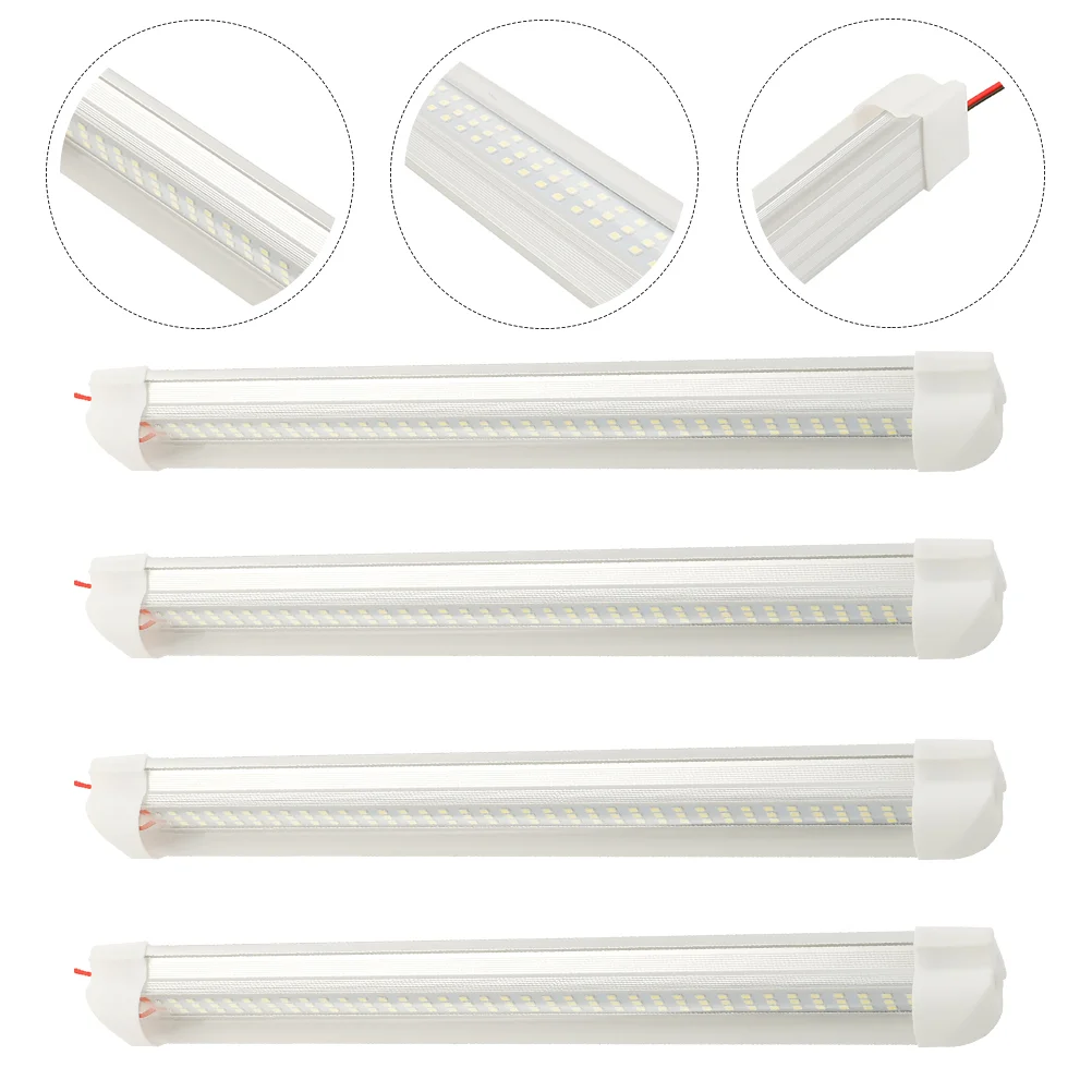 4 Pcs Reading Lights The Car LED Bar Interior Strip for White Aluminum Alloy Auto