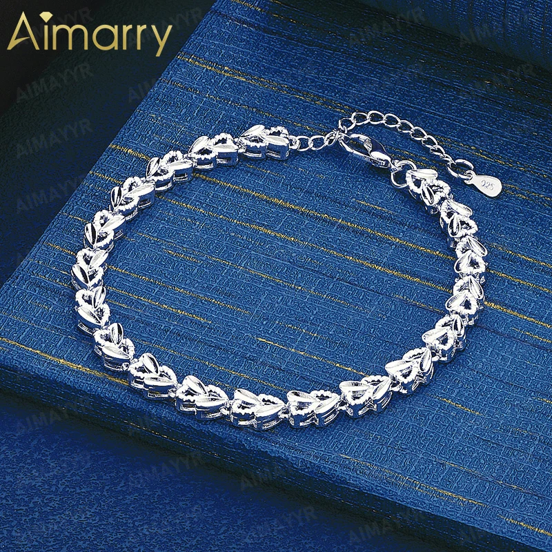925 Sterling Silver Hollow Out Romantic Heart Bracelet for Women's Parties Banquets Weddings High-quality Fashion Jewelry