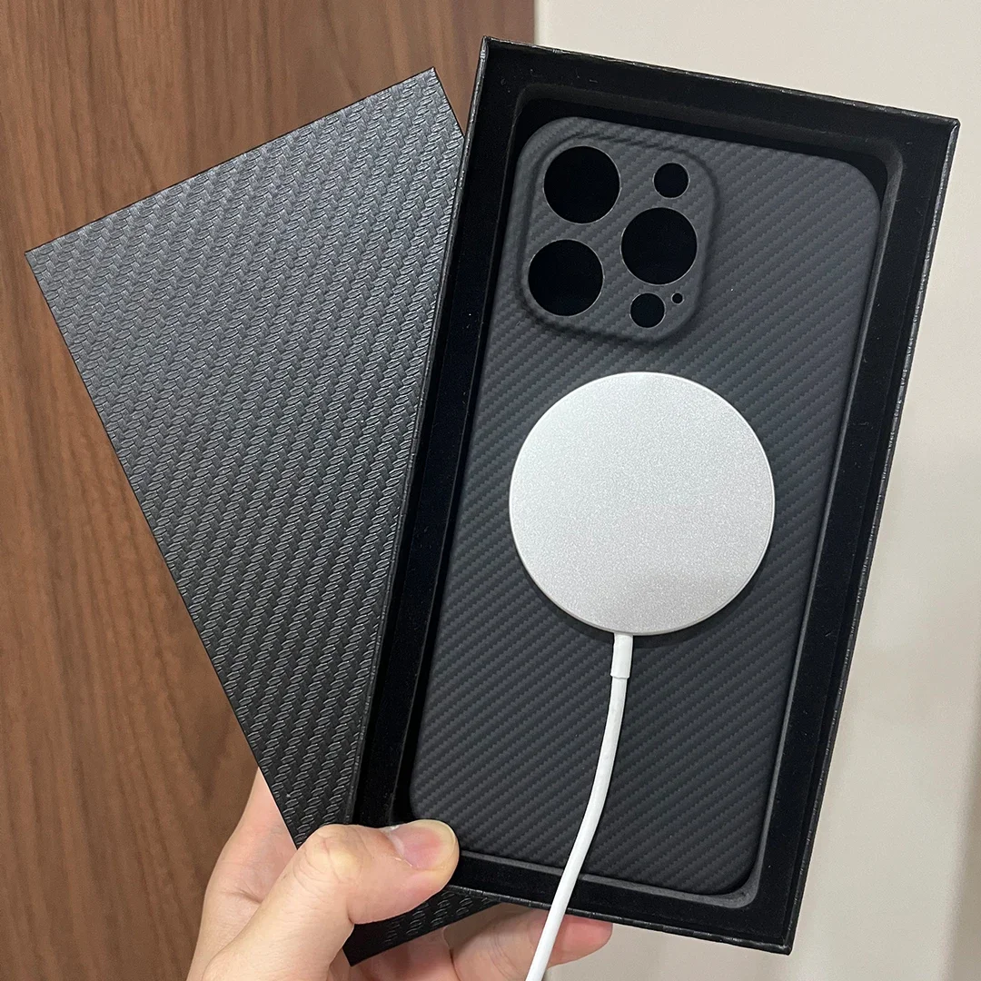 حافظة هاتف مغناطيسية من ألياف الكربون الأراميد 600D لهاتف Magsafe iphone 13 14 15 16 16e Pro Max 5G ProMax i14 i15 i16 256/512