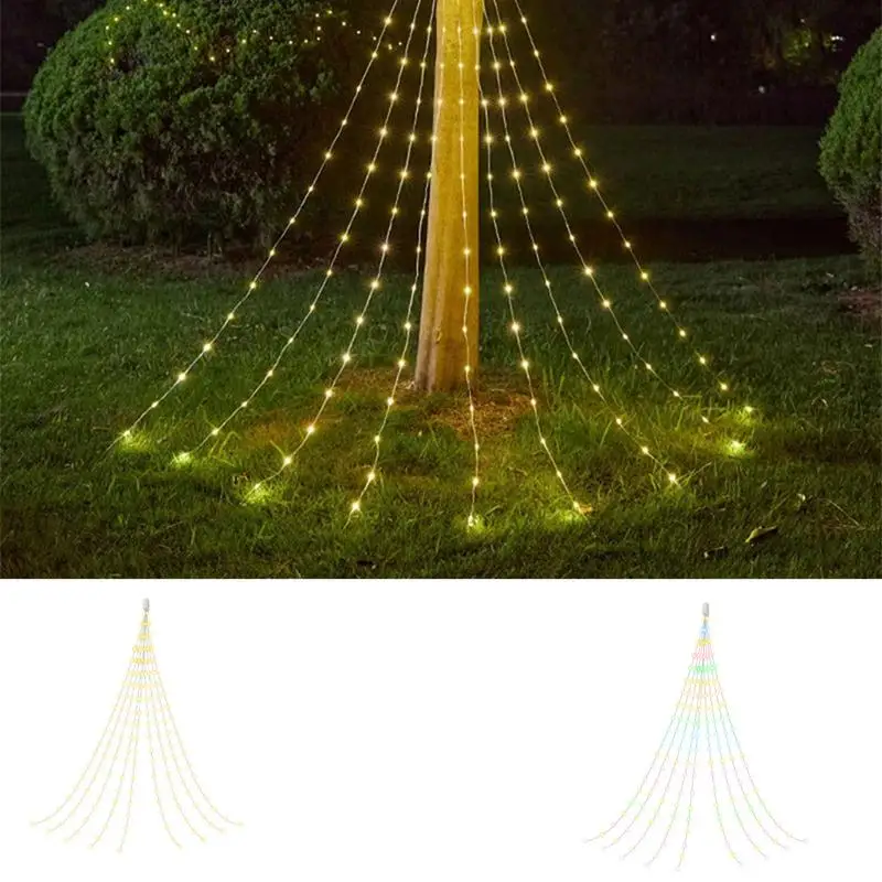 Waterfall Christmas Tree Lights 6.56Ft 9 Strands Waterfall LED Lights IP44 Waterproof Twinkle Lights Christmas Tree Waterfall