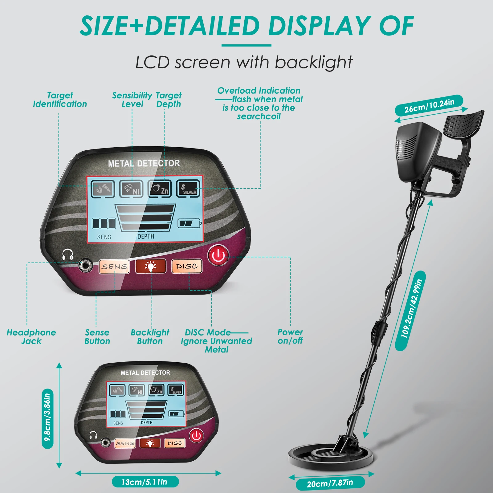 Metal Detector For Adults & Kids With LCD Display 8