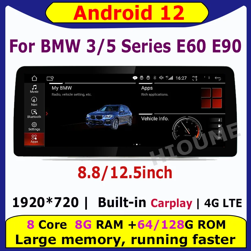 

8.8" 12.5" 8 Core 8G+128G Android 12 Car Multimedia Player GPS Radio For BMW 5 Series E60 E61 E62 E63 3 Series E90 E91 CCC CIC