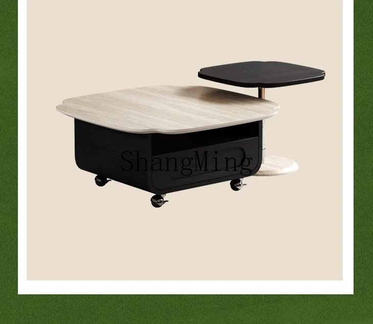 

ZYY removable coffee table living room household travertine rock slab small apartment high-end coffee table