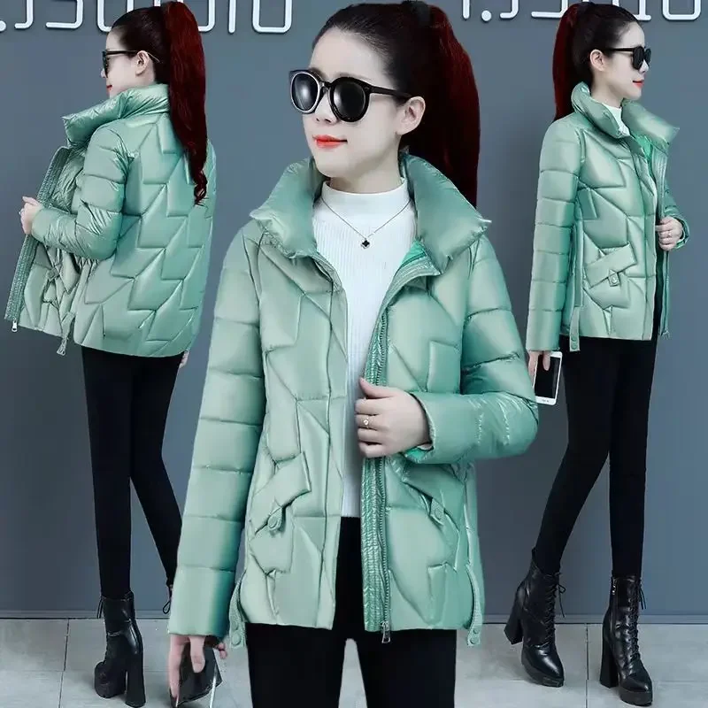 Winter Women's Cold Coat Parka Shiny Padded Jacket Slim Fit Warmth Fashion Jacket Thin Light Plus Size Cheap Wholesale New