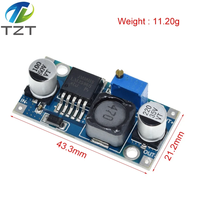 TZT Ultra-small LM2596 power supply module DC / DC BUCK 3A adjustable buck module regulator ultra LM2596S 24V switch 12V 5V 3V